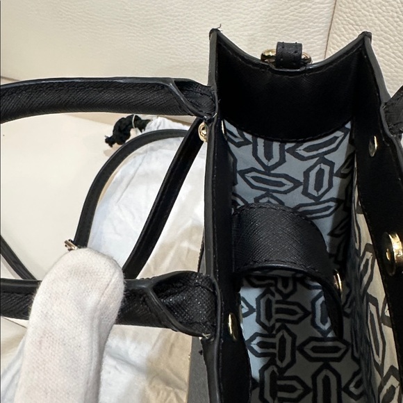 REBECCA MINKOFF Mini MAB Black/Gold Shoulder Bag Crossbody Leather Tote - Picture 14 of 14